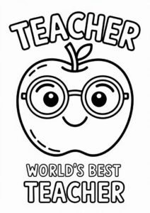 Apple With Worlds Best Teacher Coloring Pages Of Words For Kids 5