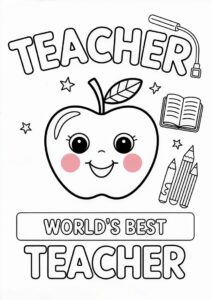 Apple With Worlds Best Teacher Coloring Pages Of Words For Kids 6