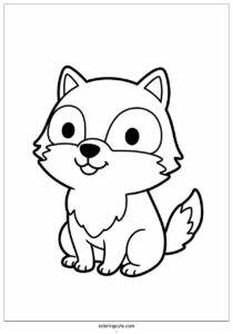chibi smiling wolf coloring page for kids 2