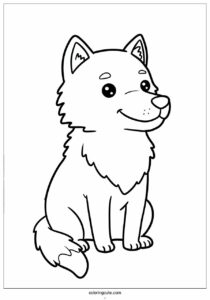 chibi smiling wolf coloring page for kids 4