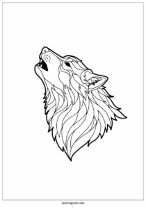mandala howling wolf coloring page 2