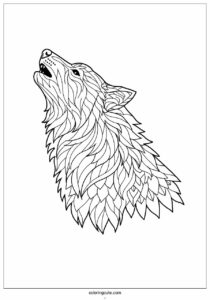 mandala howling wolf coloring page 3