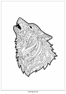 mandala howling wolf coloring page 4