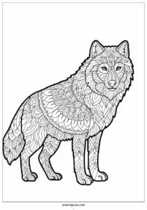 wolf coloring page of mandala 2