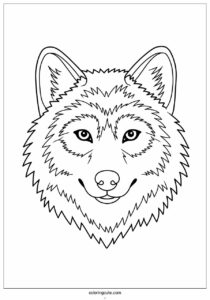 wolf coloring page with furry face for kids 1