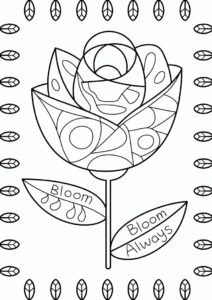 Abstract Rose Drawing To Color 2