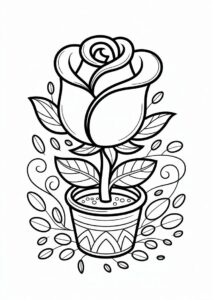 Abstract Rose Drawing To Color 3