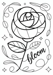 Abstract Rose Drawing To Color 4