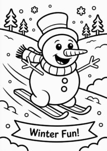Adorable Snowman Skiing With Long Carrot Nose 2