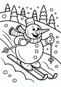 Adorable Snowman Skiing With Long Carrot Nose 3