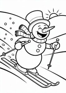 Adorable Snowman Skiing With Long Carrot Nose 4