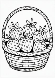 Adorable Strawberry Coloring Page In A Basket 1