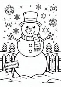Aesthetic Snowman To Color 1