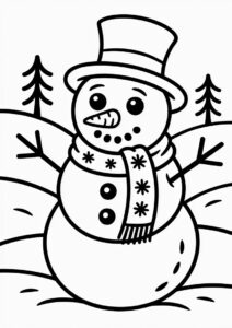 Aesthetic Snowman To Color 2