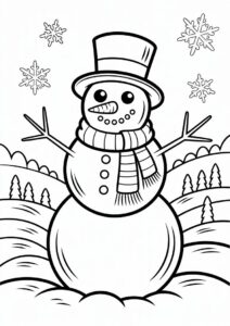 Aesthetic Snowman To Color 3