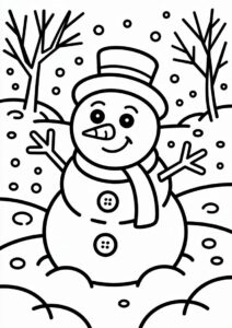 Aesthetic Snowman To Color 4