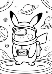 Among Us Pikachu Coloring Sheet 1