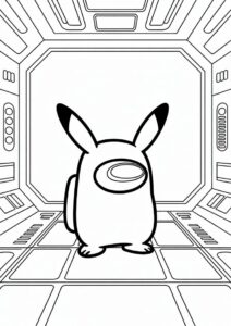Among Us Pikachu Coloring Sheet 2