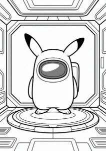 Among Us Pikachu Coloring Sheet 3