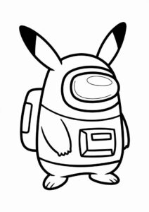 Among Us Pikachu Coloring Sheet 4