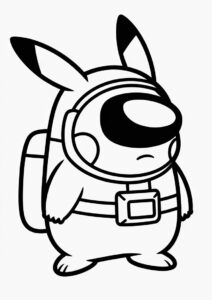 Among Us Pikachu Coloring Sheet 5