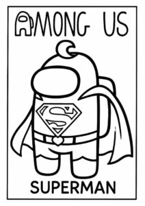Among Us Superman Themed Coloring Page 1