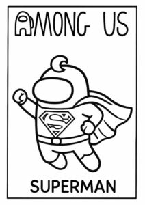 Among Us Superman Themed Coloring Page 2