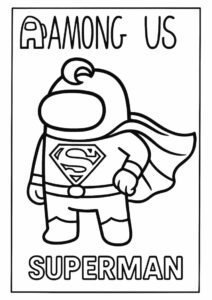 Among Us Superman Themed Coloring Page 3