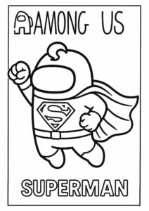 Among Us Superman Themed Coloring Page 4