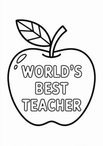 Apple With Worlds Best Teacher Coloring Pages OF Words For Kids 2