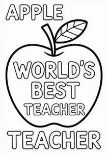 Apple With Worlds Best Teacher Coloring Pages OF Words For Kids 4
