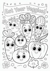 Assorted Veggies Coloring Page 1