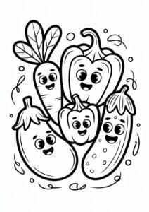 Assorted Veggies Coloring Page 2