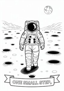 Astronaut Walking On Moon Coloring Page 3