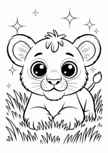 Baby Lion Resting On Grass With Cute Eyes 1