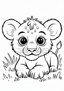 Baby Lion Resting On Grass With Cute Eyes 2