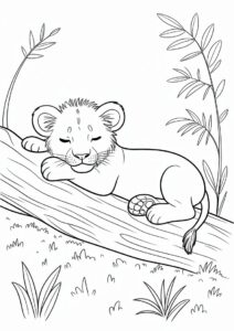 Baby Lion Resting On Log 2