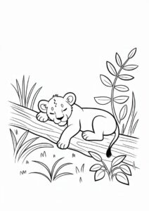 Baby Lion Resting On Log 3