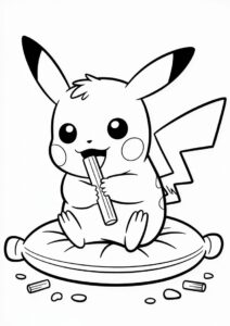 Baby Pikachu Eating Pocky Coloring In For Preschoolers 5