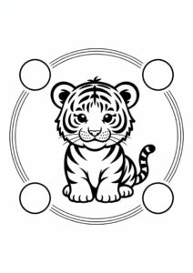Baby Tiger Cub With Circle Backgrounds Coloring 3