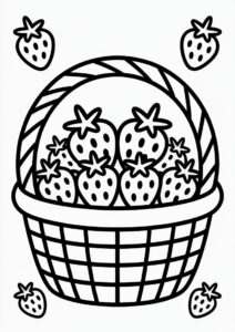 Basket Full Of Strawberries Coloring Page 1