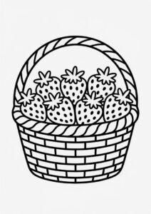 Basket Full Of Strawberries Coloring Page 4