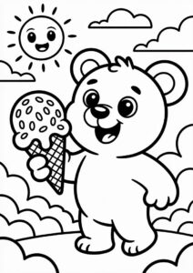 Bear Ice Cream Coloring Page Cone With Sprinkles Under The Sun 3