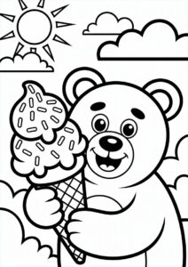 Bear Ice Cream Coloring Page Cone With Sprinkles Under The Sun 5