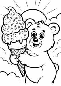 Bear Ice Cream Coloring Page Cone With Sprinkles Under The Sun 6