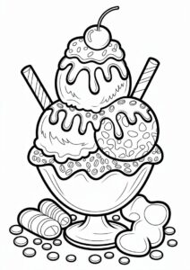 Birthday Ice Cream Coloring Page Sundae With Candy And Sprinkles 5