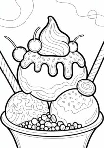 Birthday Ice Cream Coloring Page Sundae With Candy And Sprinkles 6