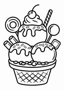 Birthday Ice Cream Coloring Page Sundae With Candy And Sprinkles 7
