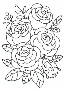 Blooming Roses Coloring Sheet 1