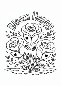 Blooming Roses Coloring Sheet 4